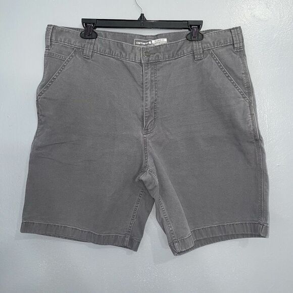 Carhartt‎ Shorts Mens 40 Relaxed Fit Gray Carpenter Work Canvas Rugged Flex - Picture 1 of 10